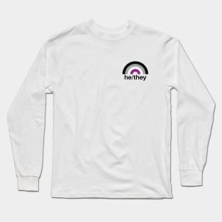 He/They Pronouns Asexual Rainbow Long Sleeve T-Shirt